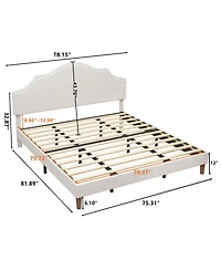 Streamdale Furniture Streamdale King Size Upholstered Platform Bed with Adjustable Headboard - White
