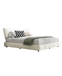 Streamdale Furniture Streamdale King Size Bed Frame with Tufted Headboard and Cloud Pillow Design, Beige/White