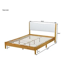 Streamdale Queen Size Solid Rubber Wood Bed with Boucle Headboard, Beech White