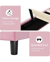 gaomon Platform Bed Frame with Upholstered Headboard, Wood Slats Support, No Box Spring Needed