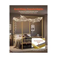 Slickblue Canopy Bed with Metal Frame, Headboard, and Four Posters