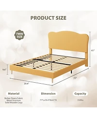 gaomon Twin Bed Frame Upholstered Platform Adjustable Headboard Wooden Slats No Box Spring Needed
