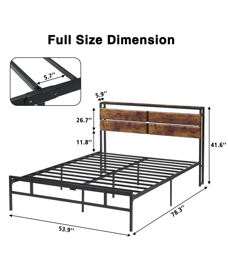 gaomon Full Size Bed Frame, Upholstered Platform with Overhead Placement Space