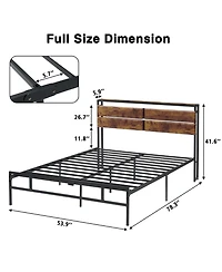 gaomon Full Size Bed Frame, Upholstered Platform with Overhead Placement Space
