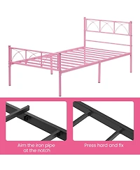 Gaomon Twin Bed Frame with Headboard, 12.2" H Metal Platform Bed Frame
