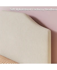 gaomon Twin Size Velvet Bed Frame, Corduroy Upholstered Twin Bed Frames Platform