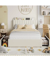 gaomon Full Size with Storage Headboard and 2 Drawers Bed Frame for Girls