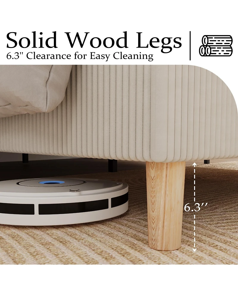 gaomon King Bed Frame, Upholstered Platform Corduroy Bed Frame with Vertical Channel Tufted Wingback Headboard