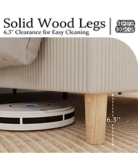 gaomon King Bed Frame, Upholstered Platform Corduroy Bed Frame with Vertical Channel Tufted Wingback Headboard