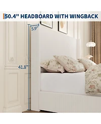 Gaomon Queen Size Upholstered Platform Bed Frame with Storage Drawers, Corduroy Wingback with Tufted Headboard and Footboard