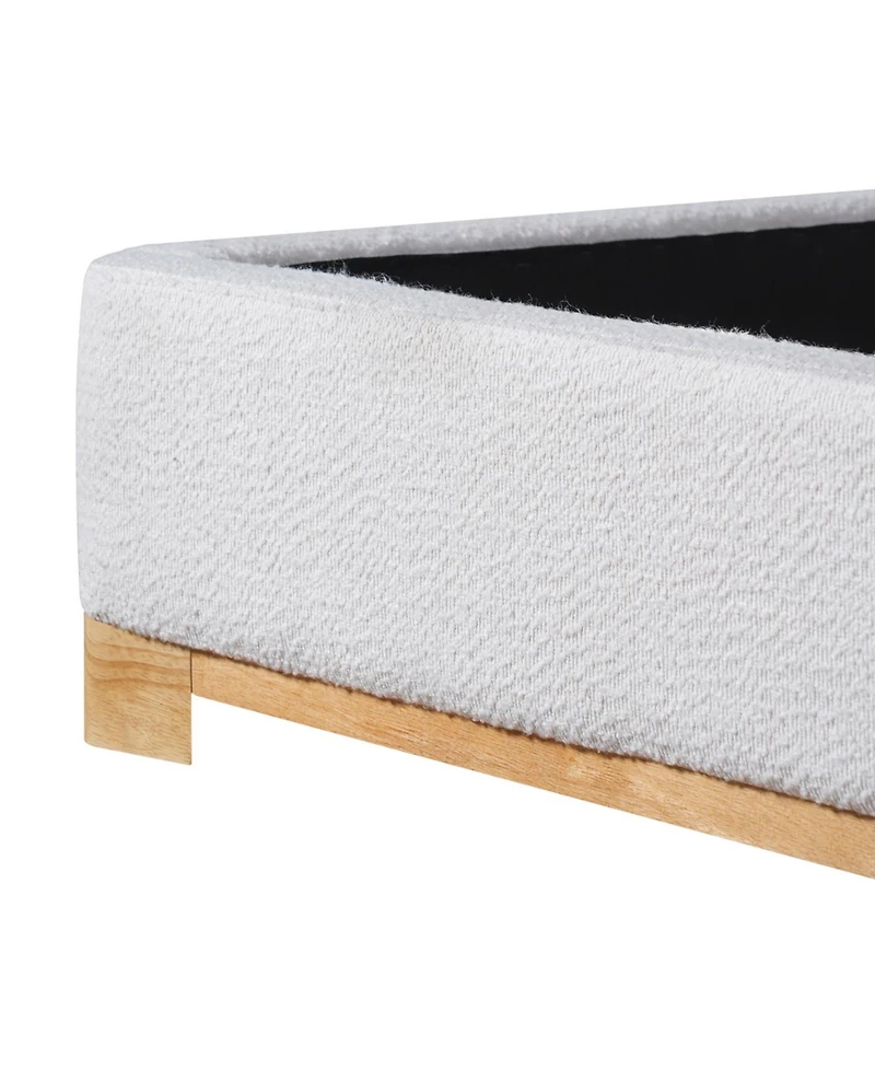 Streamdale Furniture King Size Boucle Upholstered Curved Headboard Bed Frame, White