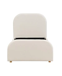 Streamdale Furniture Twin Size Linen Upholstered Curved Headboard Bed Frame, Beige