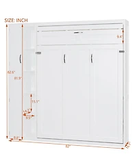 Streamdale Furniture Queen Size Murphy Bed Wall Bed with Shelves, Wardrobe and Led