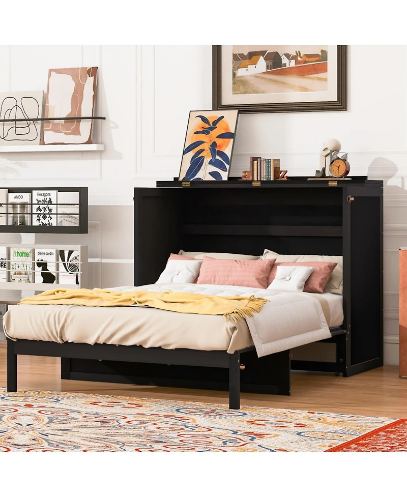 Streamdale Furniture Full Murphy Bed with Large Drawers, Gray