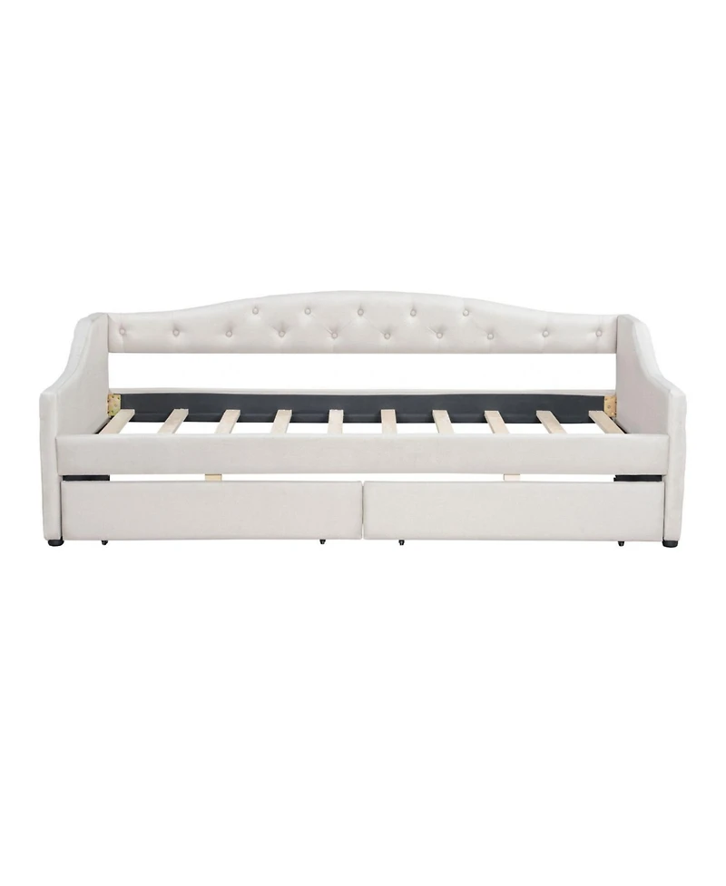 Streamdale Furniture Upholstered Twin Xl Daybed with Led Belt and 2 Drawers