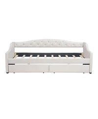 Streamdale Furniture Upholstered Twin Xl Daybed with Led Belt and 2 Drawers