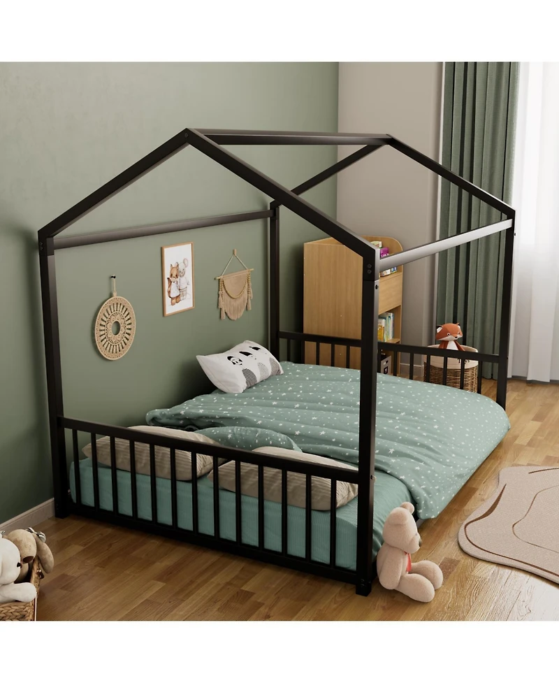 Streamdale Furniture Metal Montessori Design, Safety Rails, Low-to-Ground Frame Bed