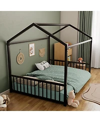 Streamdale Furniture Metal Montessori Design, Safety Rails, Low-to-Ground Frame Bed