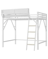 Streamdale Furniture Metal Full Loft Bed with Storage Shelves