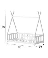 Streamdale Wooden Montessori Floor Bed Frame for Kids with Guardrail, White