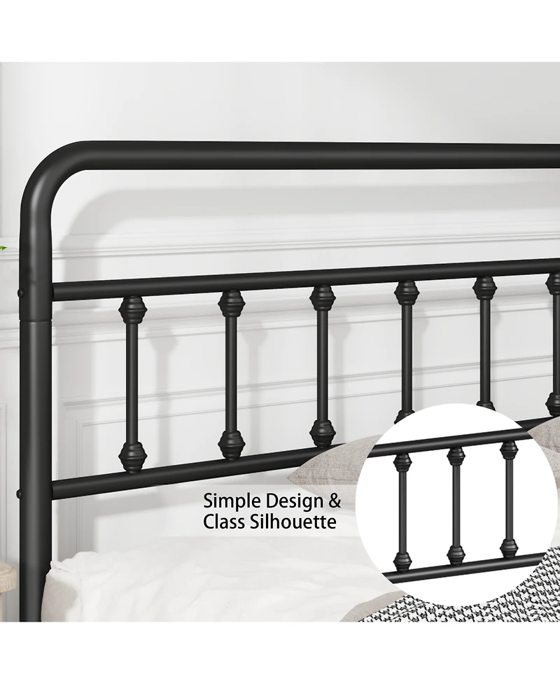 Streamdale Queen Metal Bed Frame with Headboard, Black