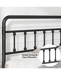 Streamdale Queen Metal Bed Frame with Headboard, Black