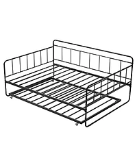 Slickblue Metal Day Bed Frame with Trundle and Sturdy Slats for Bedroom