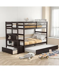 Slickblue Sturdy Modern Bunk Bed with Storage for Kids or Adults