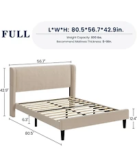 gaomon Full Size Upholstered Bed Frame with Wingback Headboard Velvet Platform No Box Spring Needed Durable Wood Slats