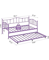 gaomon Twin Size Metal Trundle Easy Assembly Space-Saving Design Daybed Frame