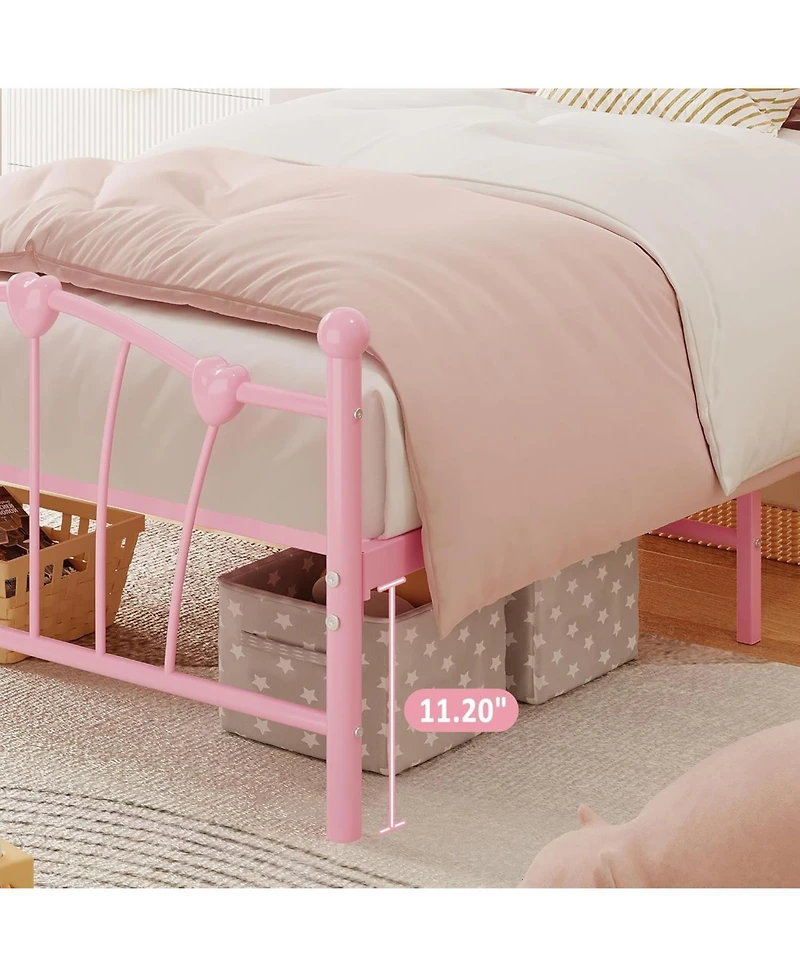 gaomon Easy Assembly Twin Size Metal Frame Metal Platform Bed Frame Space Saving, for Living Room