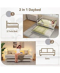 Gaomon + Twin + Wood/Metal (or specify actual material) + Charging Station & Led Lights + Daybed with Trundle