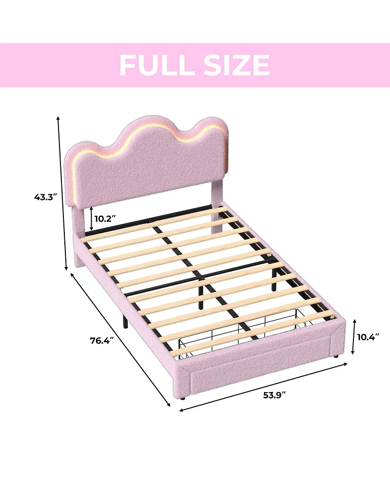 gaomon Full Bed Frames Lamb Velvet Twin Beds Cute Platform Bed Frame for Girls, Boys,Sturdy Platform Bed