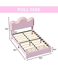 gaomon Full Bed Frames Lamb Velvet Twin Beds Cute Platform Bed Frame for Girls, Boys,Sturdy Platform Bed