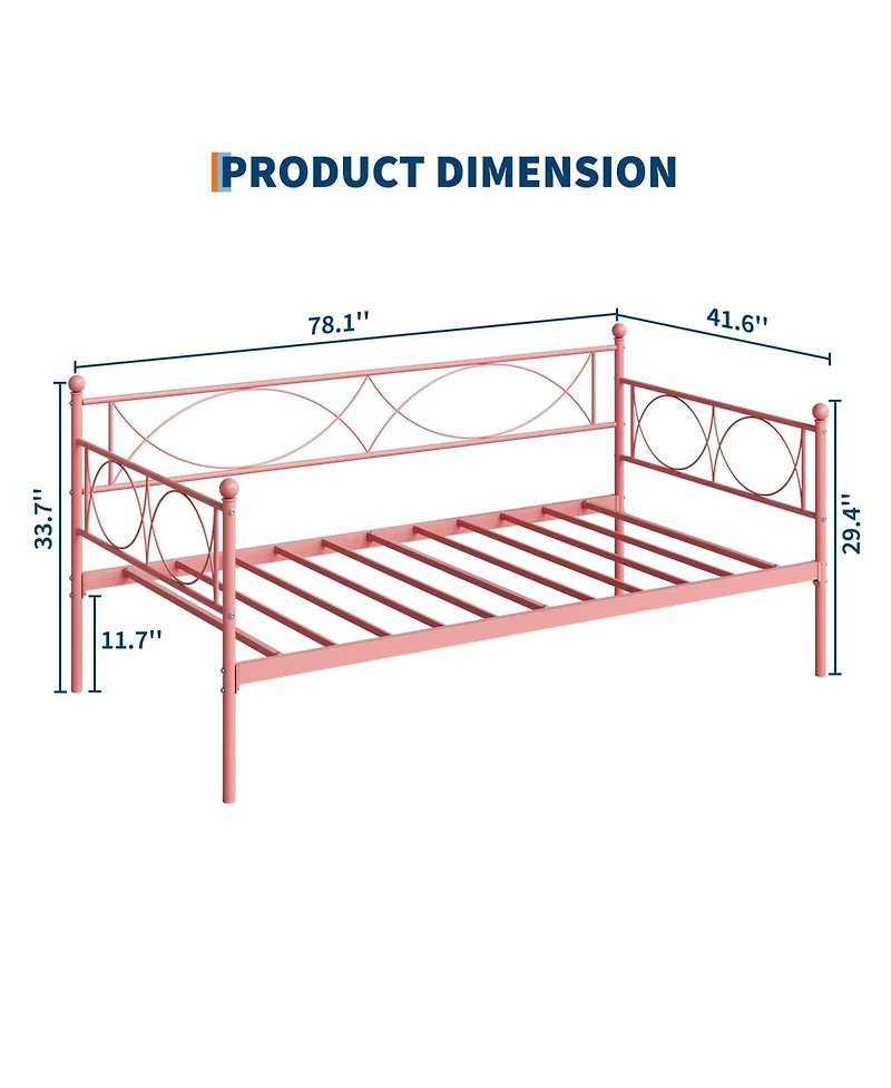gaomon Twin daybed with Trundle, Metal Twin Daybed, Day Bed Sofa Bed Frame with Steel Slat Support