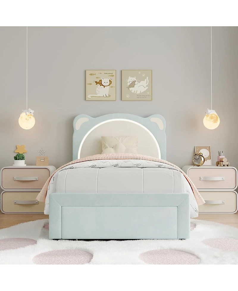Gaomon Twin Upholstered Bed for Kids – Adjustable Headboard