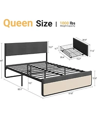 gaomon Platform Bed with Headboard and Two Storage Drawers