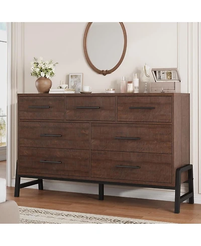 gaomon 7-Drawer Modern Freestanding Dresser, 52 Inch Wide Wood Chest, Closet Storage for Bedroom, Living Room, Entryway
