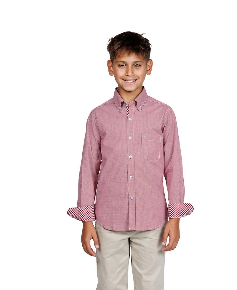 Tailorbyrd Big Boys Signature Gingham Long Sleeve Shirt