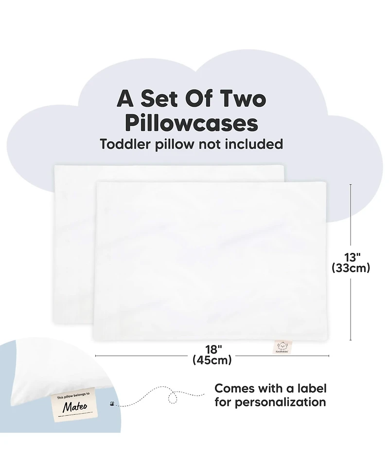 KeaBabies Toddler 2-Pack Waterproof Pillowcases for 13x18 Pillow, Soft Waterproof Pillow Protector Cover for Sleeping, Durable