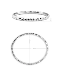 Devata Twisted Rope Bangle Bracelet in Rhodium Plated Sterling , Size
