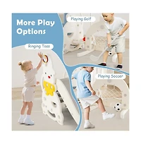 Hongge Toddler Indoor Playground 7 in 1 Slide and Swing Playset with Basketball Hoop and Climber