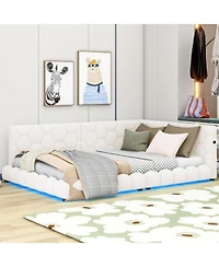 Streamdale Furniture Upholstered Full Size Platform Bed With Usb Ports And Led Belt