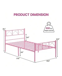 gaomon Twin Size Bed Frame with Headboard and Footboard, Heavy Duty Metal Slat Support, No Box Spring Needed, Easy Assembly
