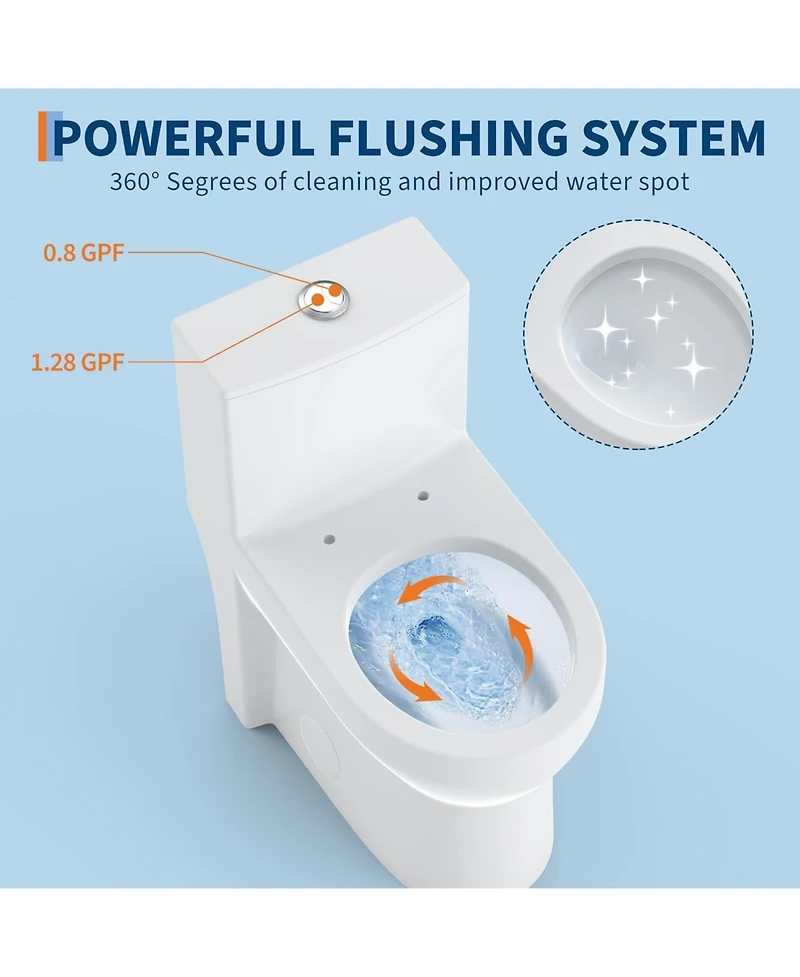 gaomon 17.5 Inch Tall Toilet, One-Piece Round Toilet with Ada Comfort Chair Height Seat, Powerful 0.8/1.28L Gpf Dual Flush