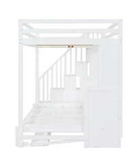 Full Over Full Size Murphy Bed with Hydraulic Lift & Desk Design