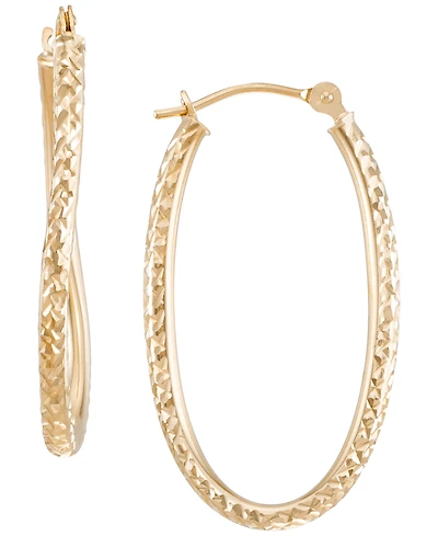 Macy's Twist Oval Hoop Earrings in Yellow Gold