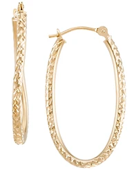 Macy's Twist Oval Hoop Earrings in Yellow Gold