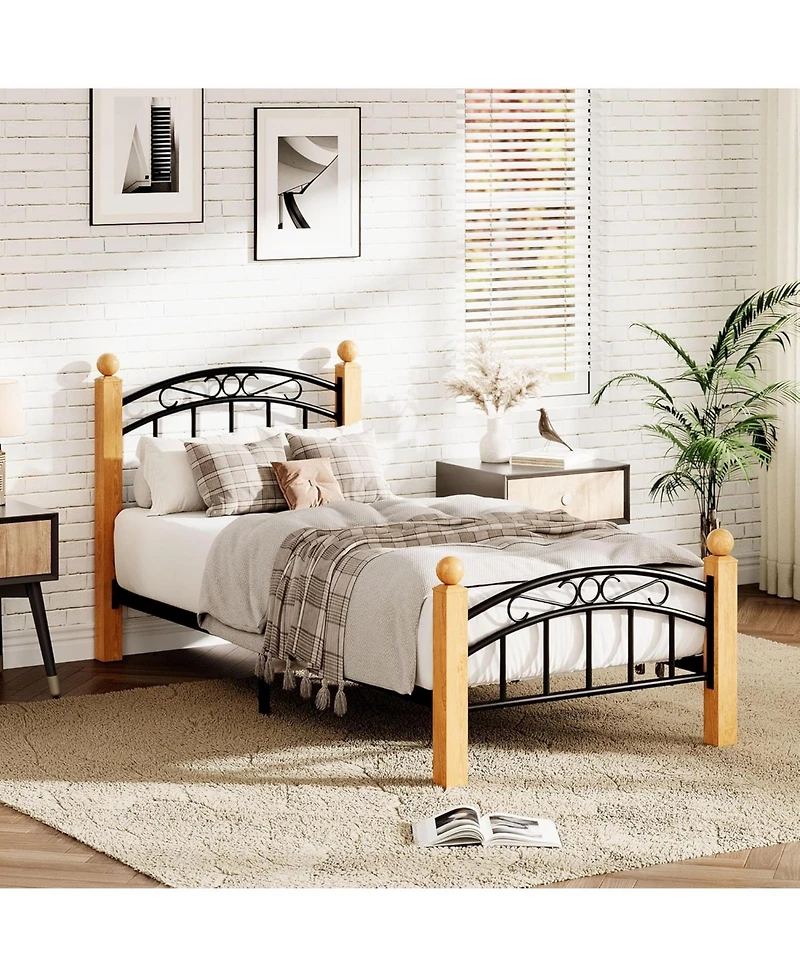 gaomon Full Metal Bed Frame with Headboard and Footboard, Classic Platform with Storage