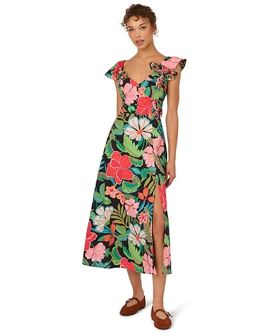 Adrianna Women's 3D Floral Print Midi Dress